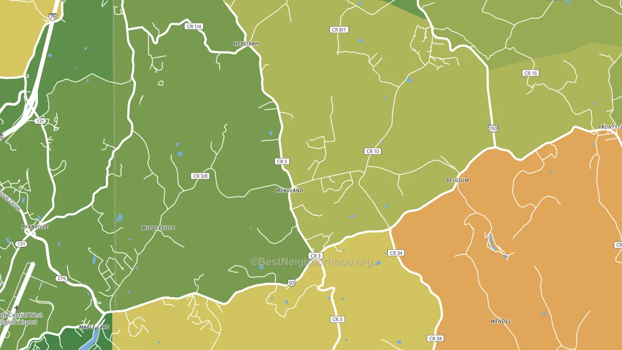 Meadland, WV block-group voter-turnout map