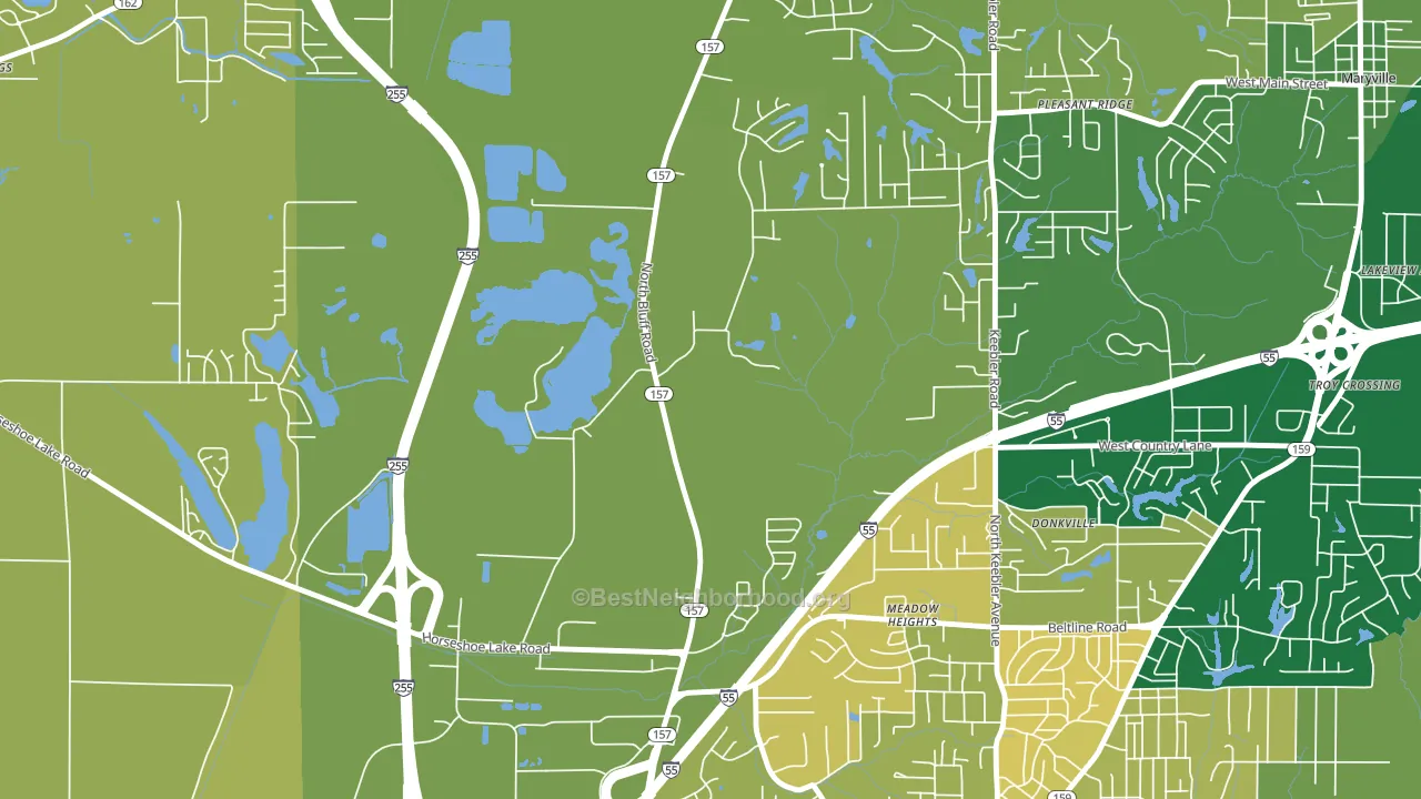 Meadow Heights, IL block-group voter-turnout map