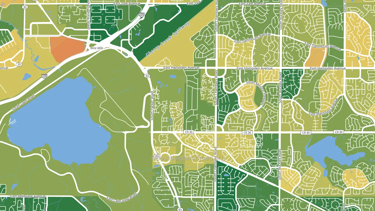 Meadow Hills, Aurora, CO block-group voter-turnout map