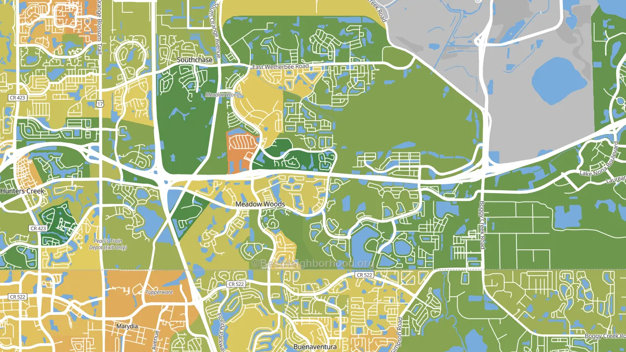 Meadow Woods, FL block-group voter-turnout map