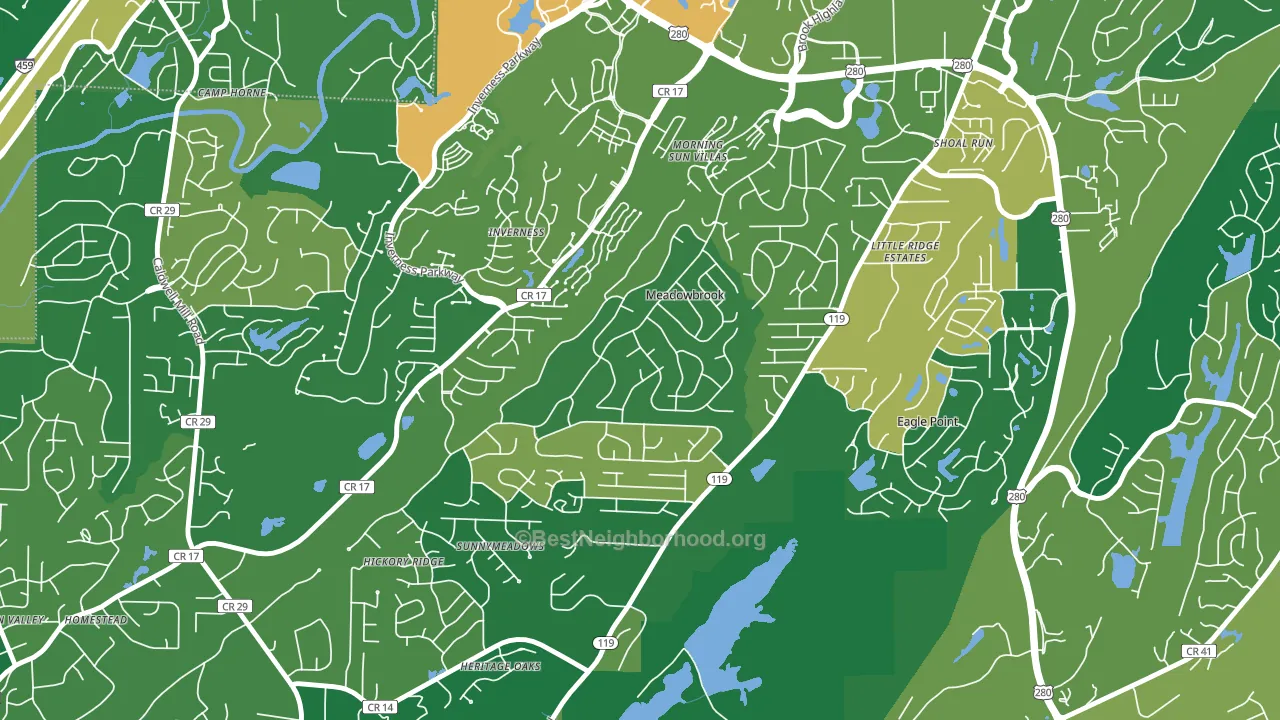 Meadowbrook, AL block-group voter-turnout map