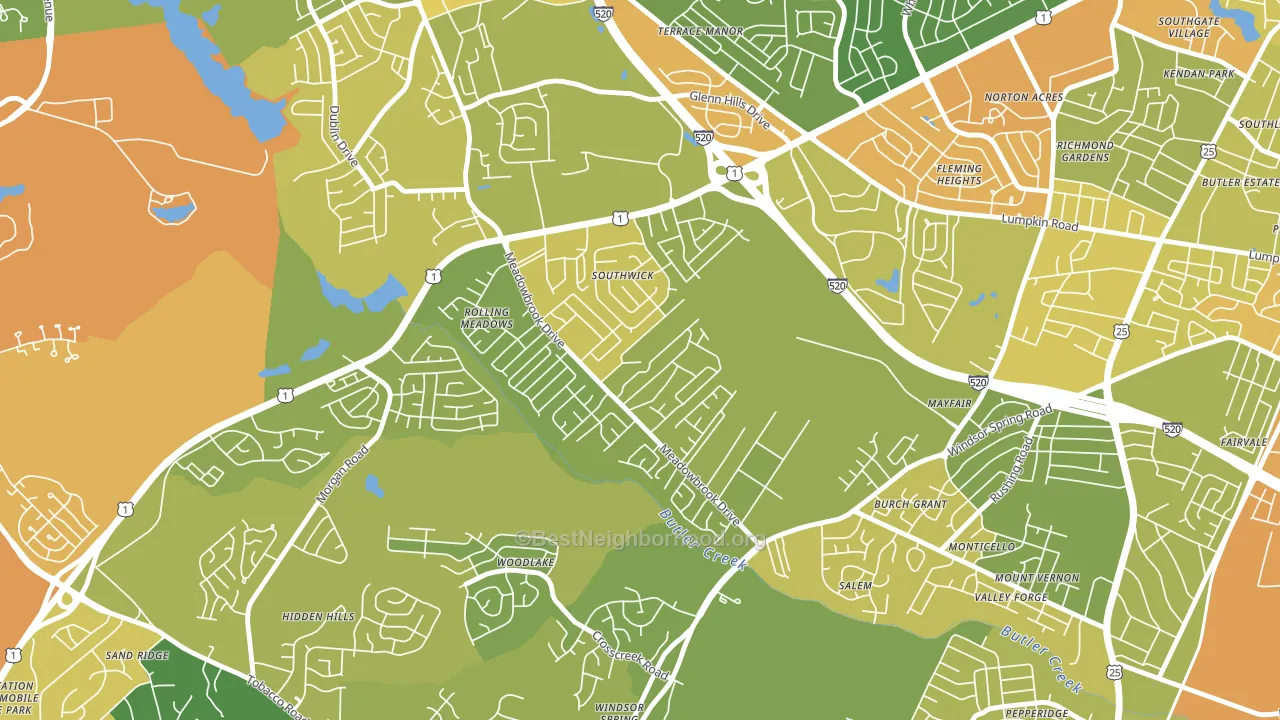 Meadowbrook, Augusta, GA block-group voter-turnout map