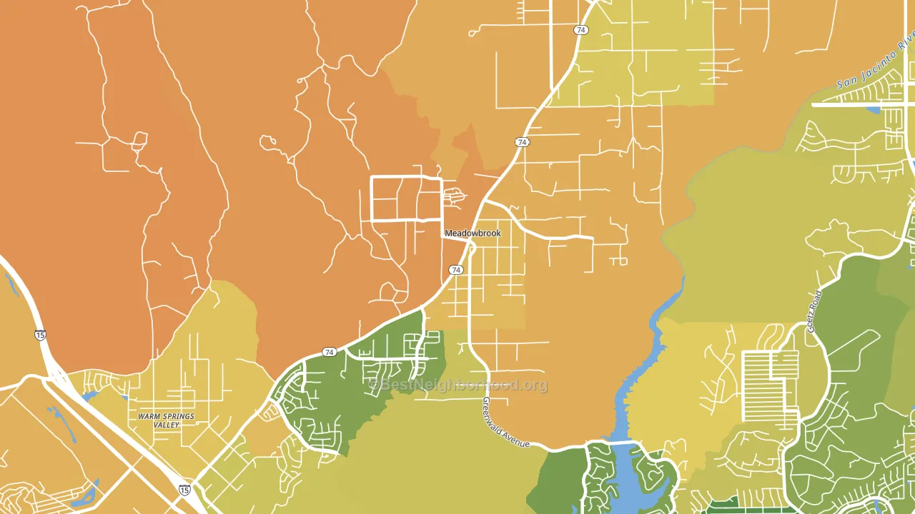 Meadowbrook, CA block-group voter-turnout map