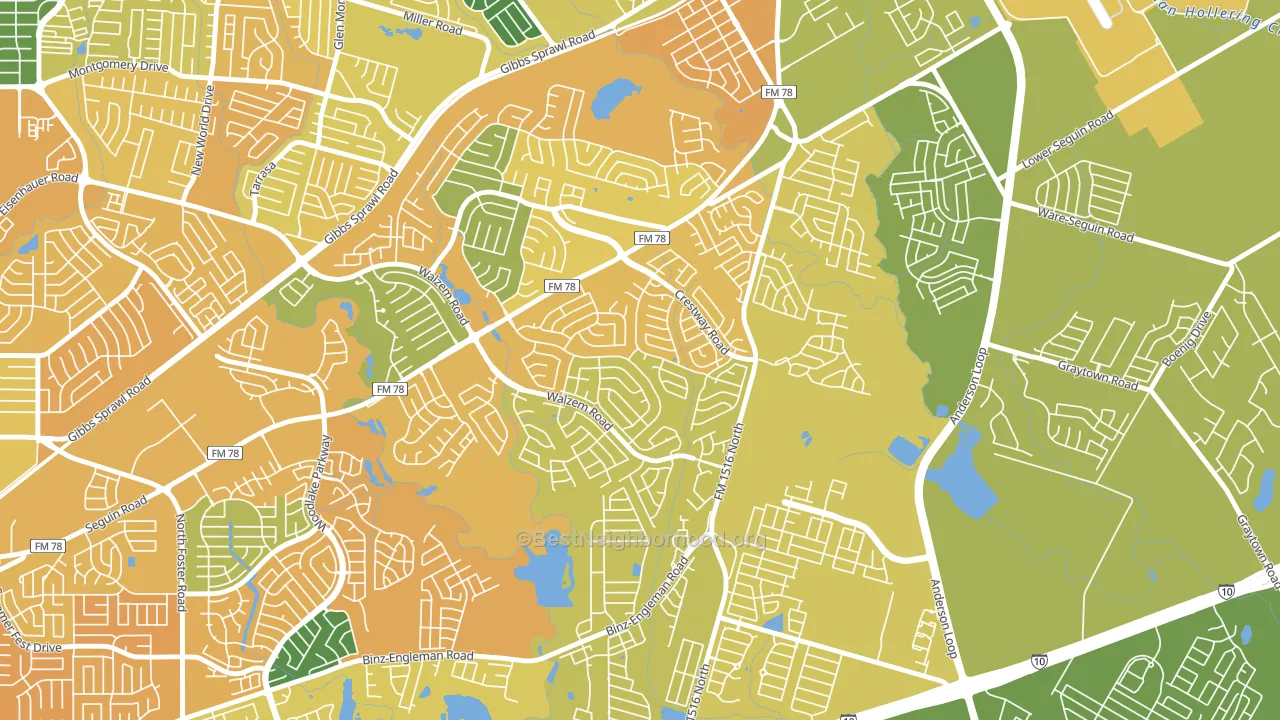 Meadowbrook, Converse, TX block-group voter-turnout map