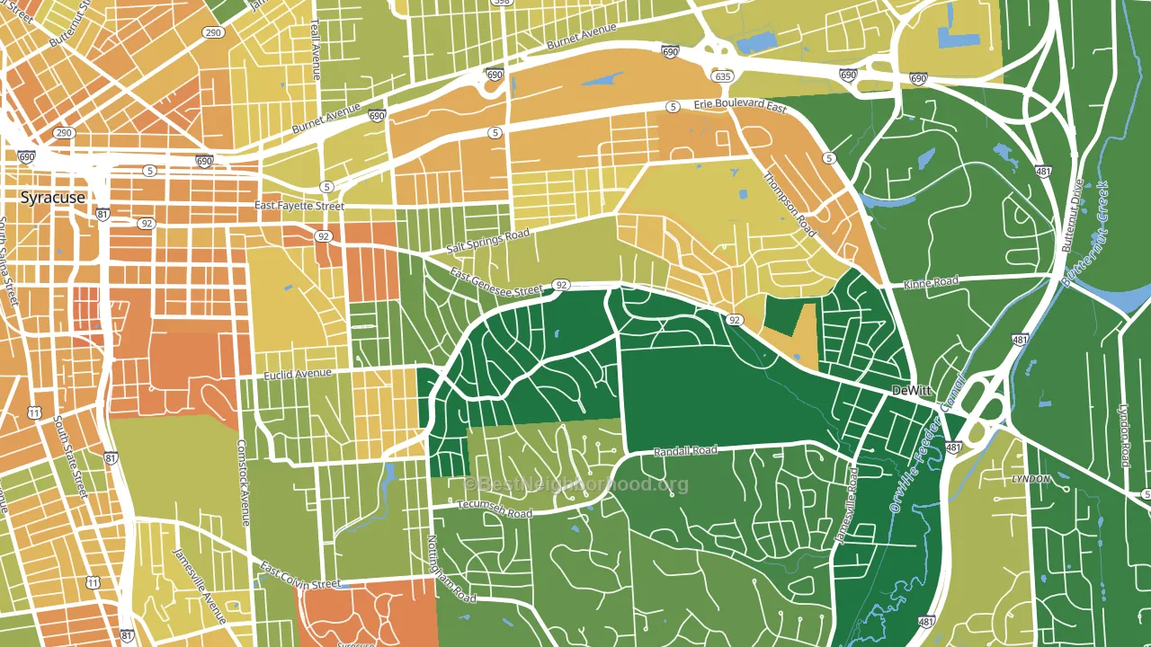 Meadowbrook, Syracuse, NY block-group voter-turnout map