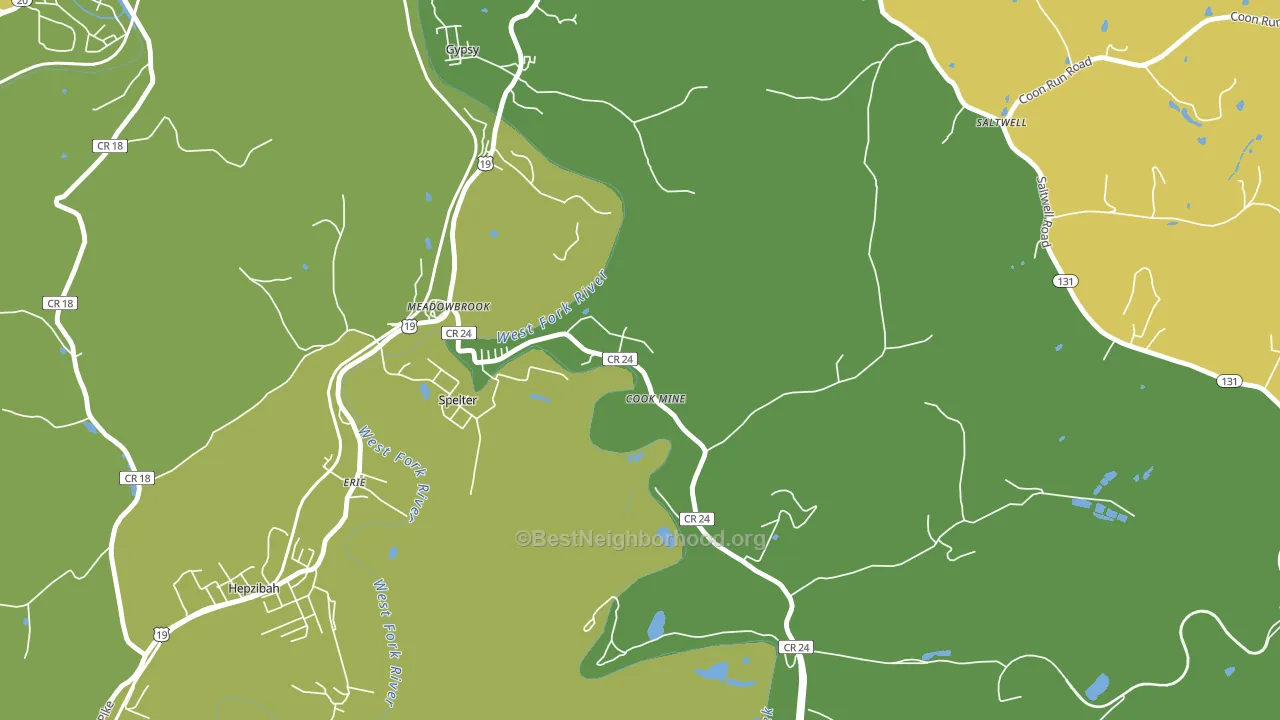 Meadowbrook, WV block-group voter-turnout map
