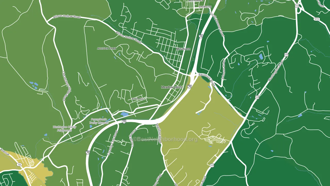 Meadowlands, PA block-group voter-turnout map