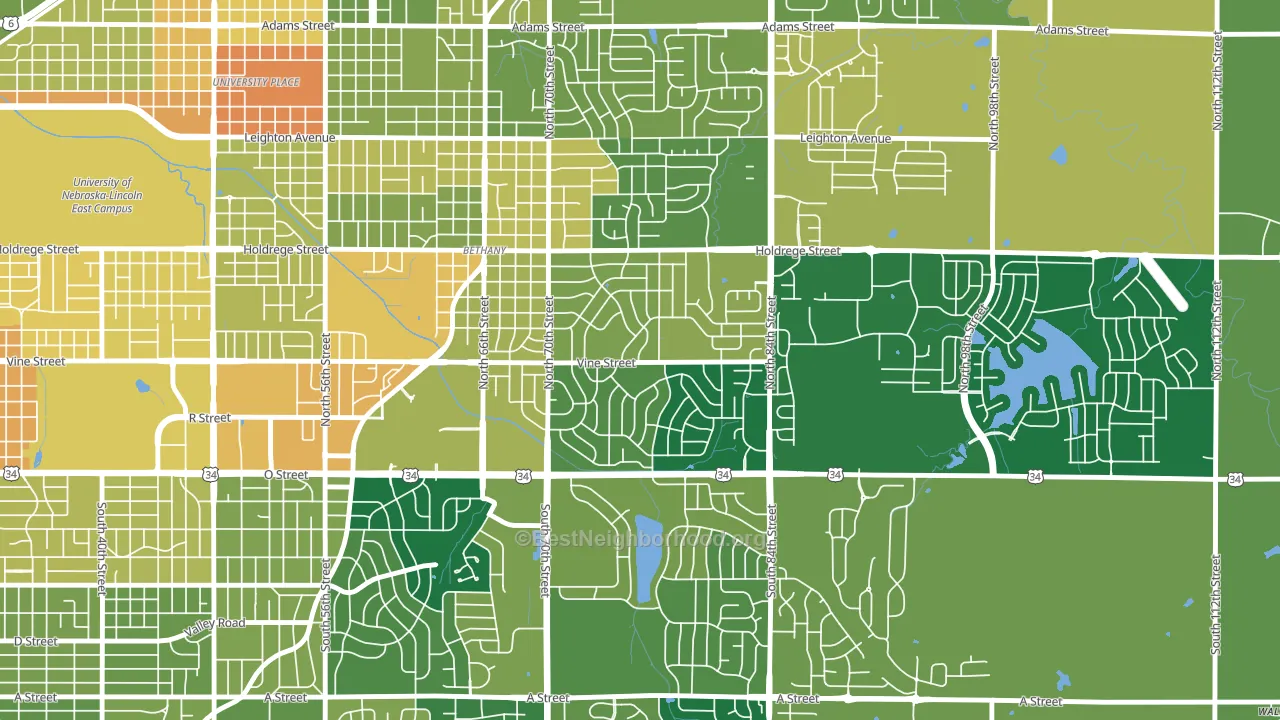 Meadowlane, Lincoln, NE block-group voter-turnout map
