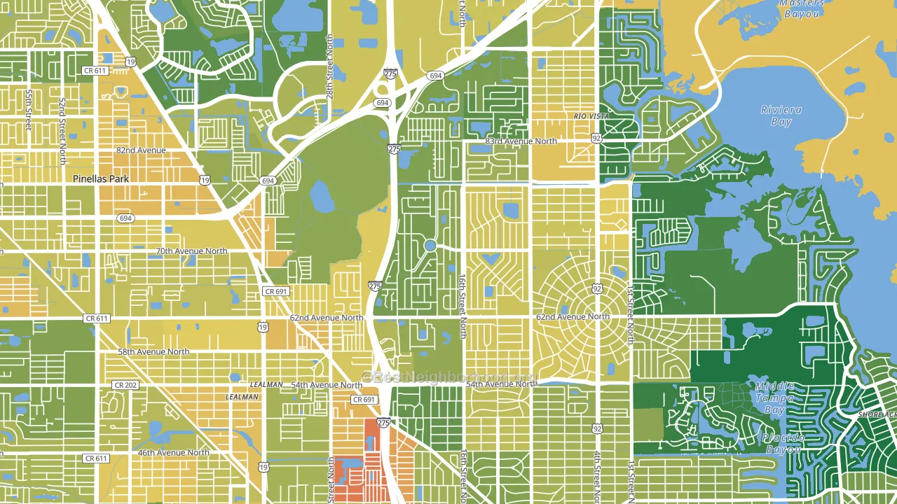 Meadowlawn, St. Petersburg, FL block-group voter-turnout map