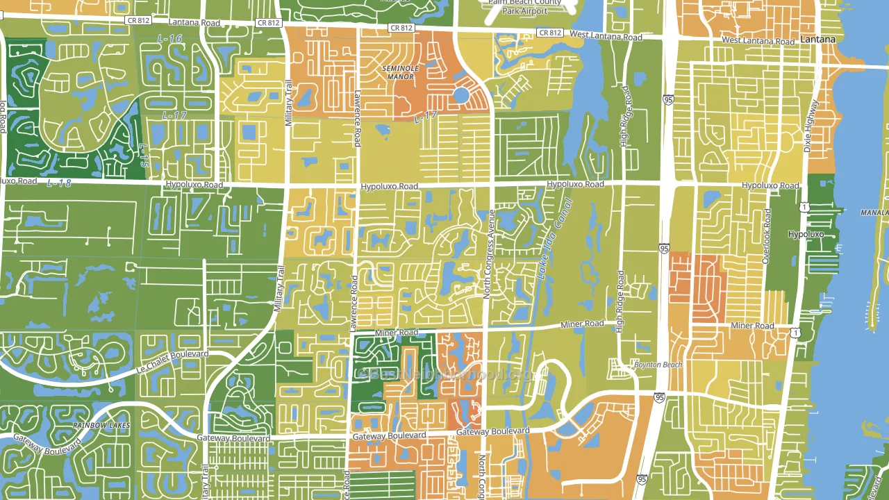 Meadows, Boynton Beach, FL block-group voter-turnout map