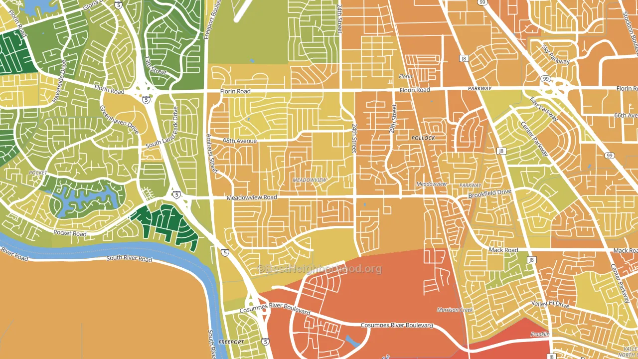Meadowview, Sacramento, CA block-group voter-turnout map