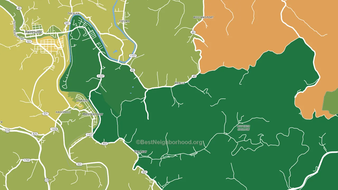 Meally, KY block-group voter-turnout map