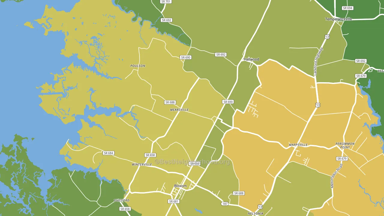 Mears, VA block-group voter-turnout map