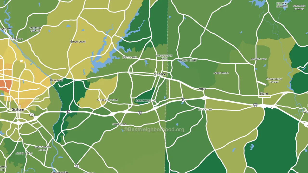 Mebane, NC block-group voter-turnout map