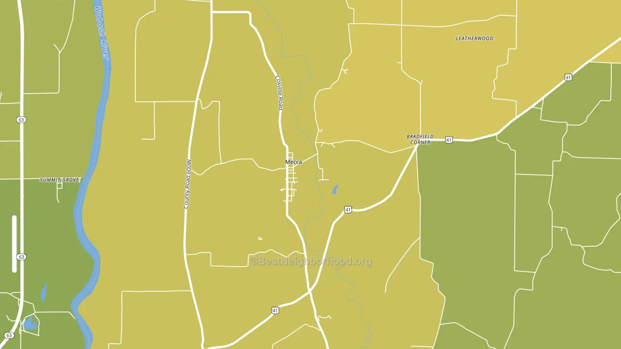 Mecca, IN block-group voter-turnout map