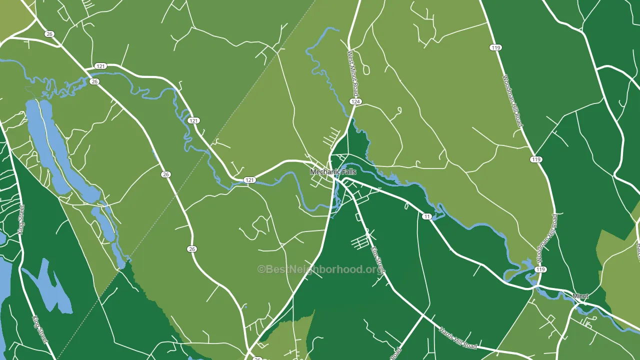 Mechanic Falls, ME block-group voter-turnout map