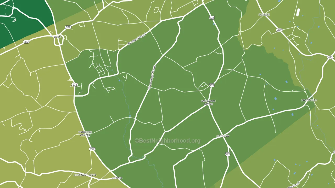 Mechanics Grove, PA block-group voter-turnout map