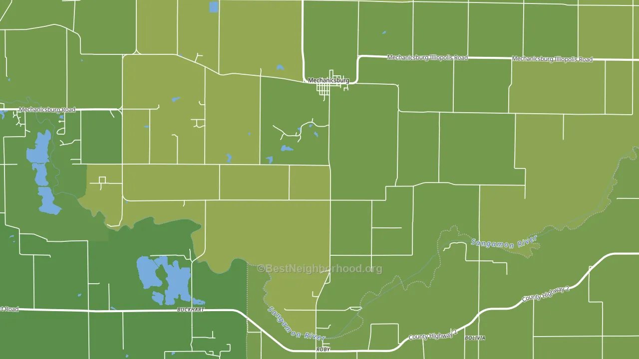 Mechanicsburg, IL block-group voter-turnout map