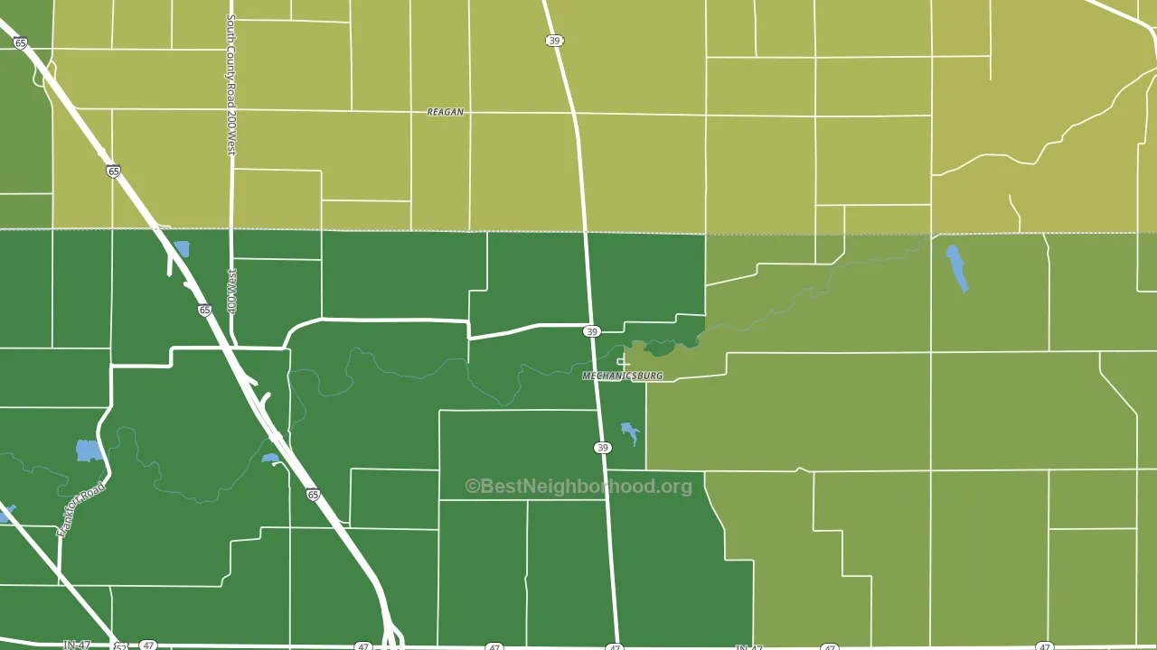 Mechanicsburg, IN block-group voter-turnout map