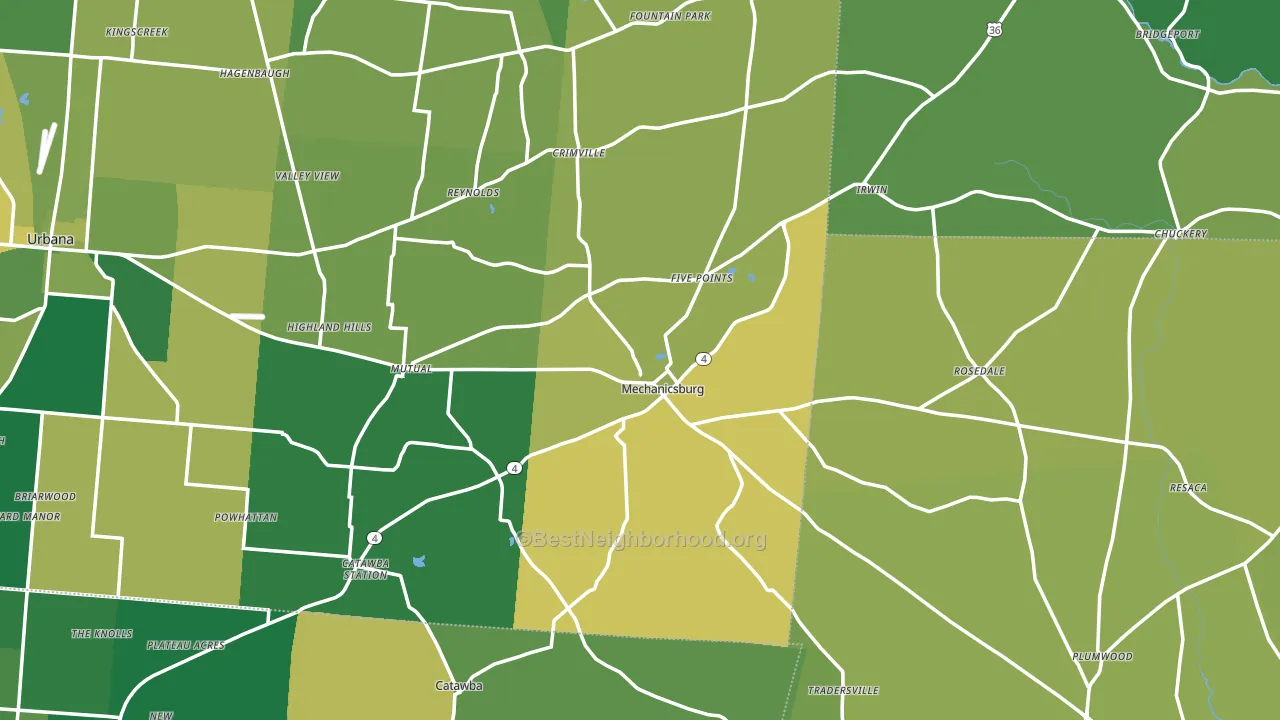 Mechanicsburg, OH block-group voter-turnout map