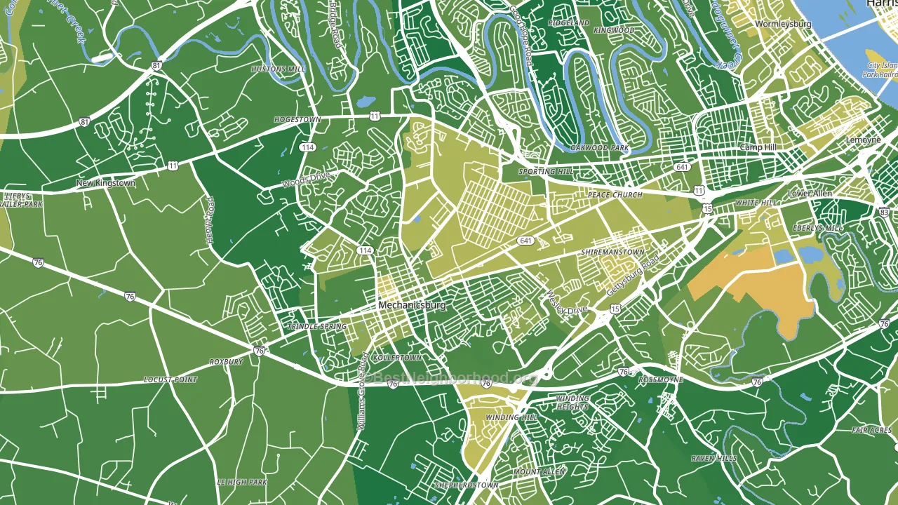 Mechanicsburg, PA block-group voter-turnout map