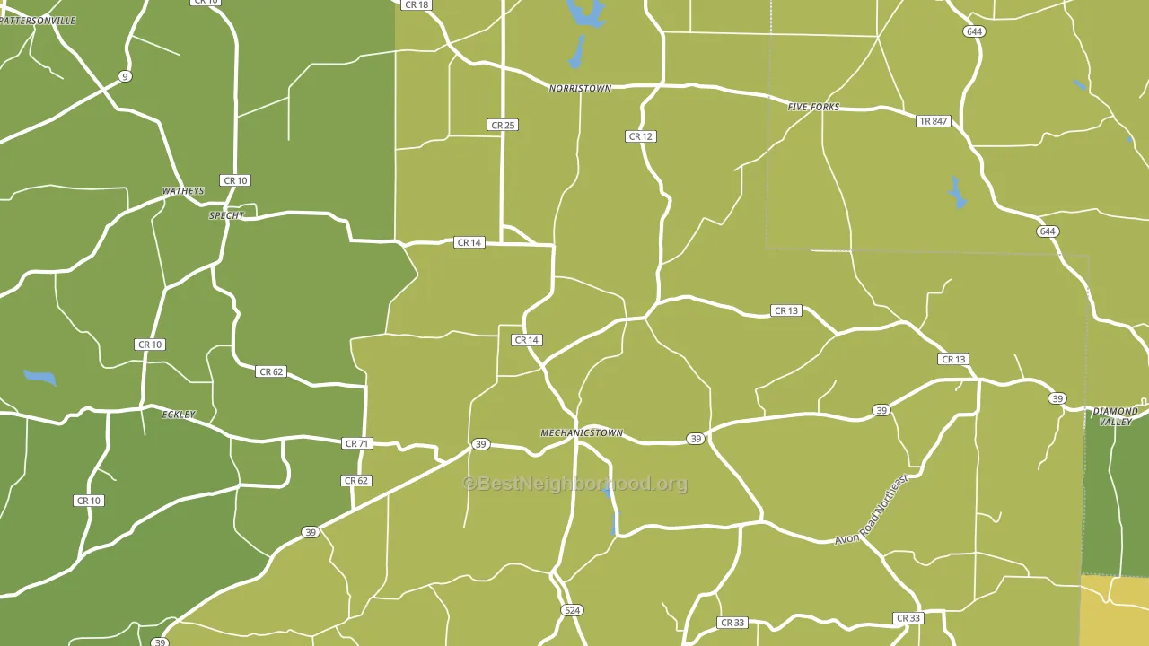 Mechanicstown, OH block-group voter-turnout map