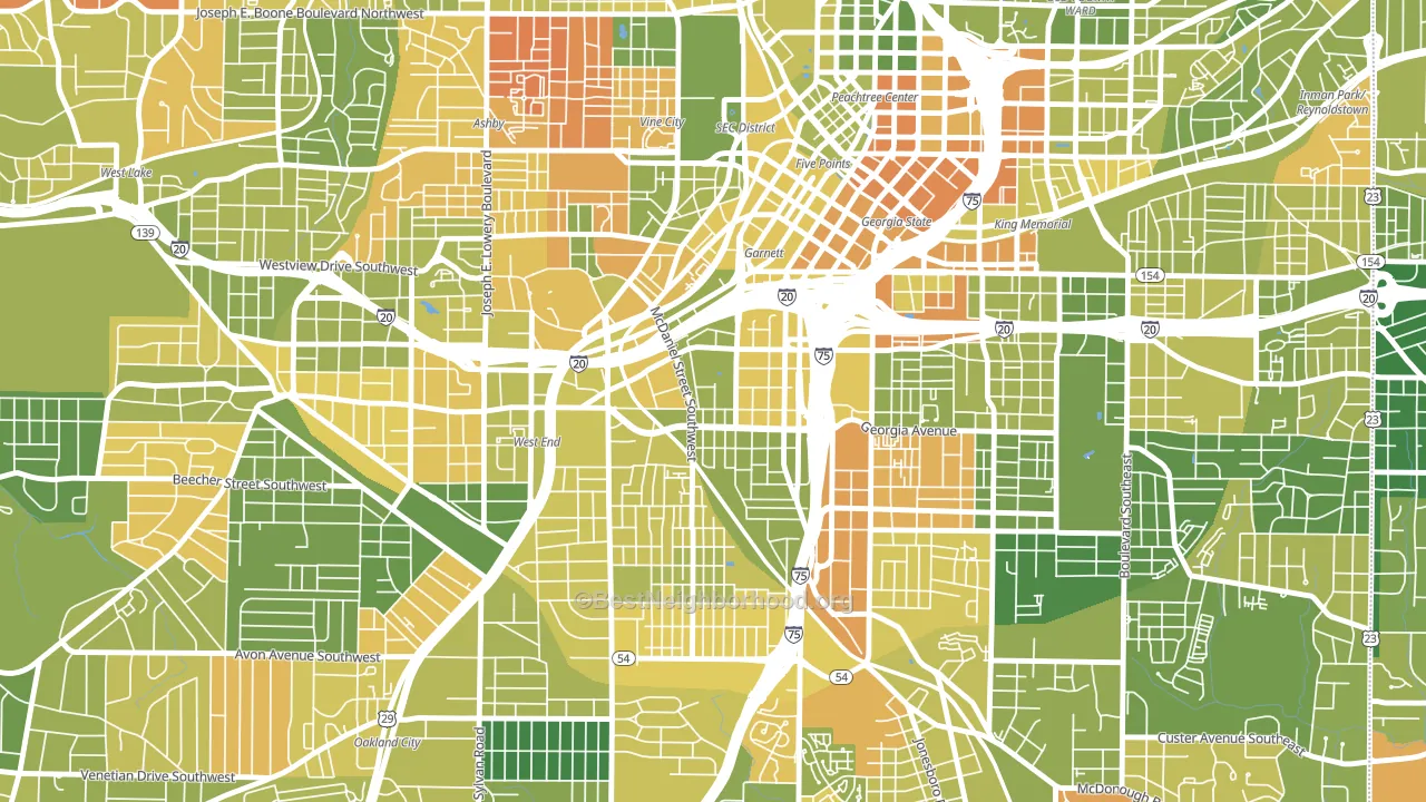 Mechanicsville, Atlanta, GA block-group voter-turnout map