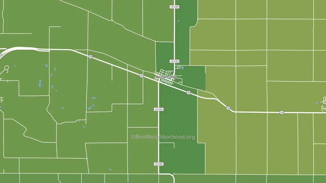 Mechanicsville, IA block-group voter-turnout map