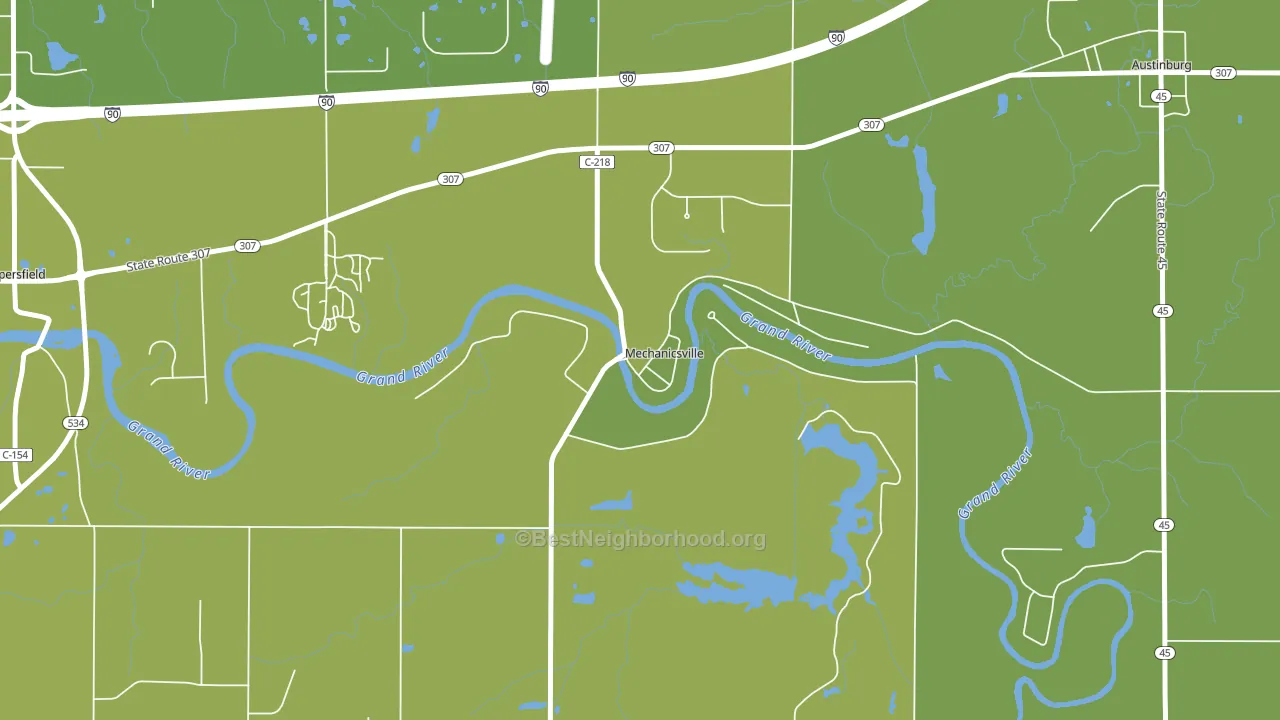Mechanicsville, OH block-group voter-turnout map
