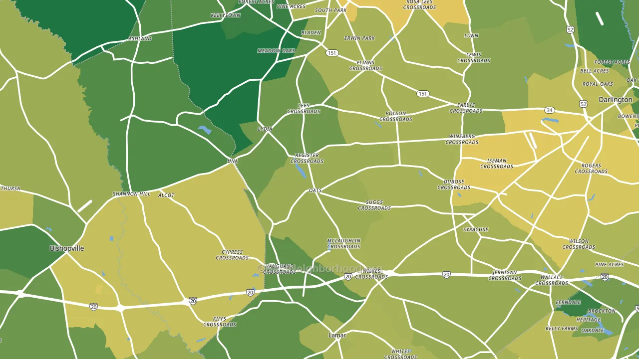 Mechanicsville, SC block-group voter-turnout map