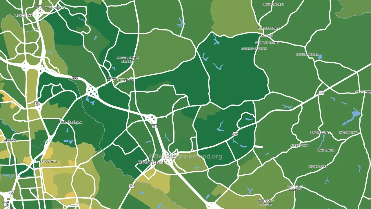 Mechanicsville, VA block-group voter-turnout map