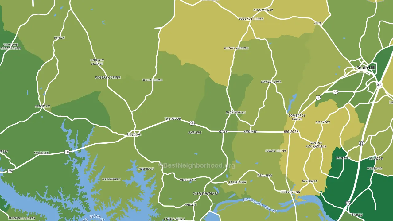 Mecklenburg County, VA block-group voter-turnout map