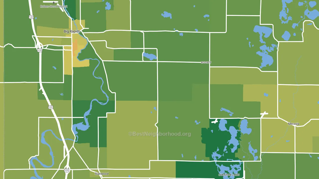 Mecosta County, MI block-group voter-turnout map
