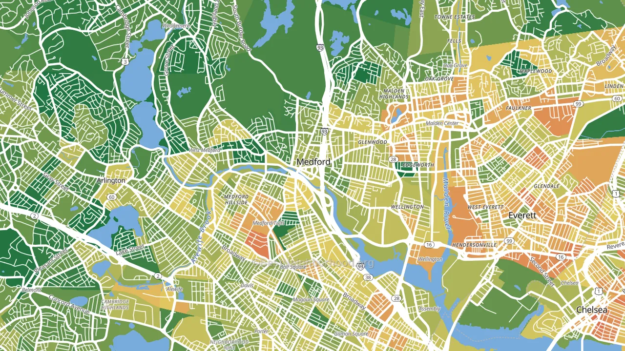 Medford, MA block-group voter-turnout map