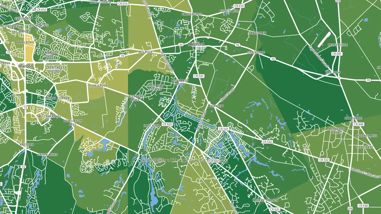 Medford, NJ block-group voter-turnout map