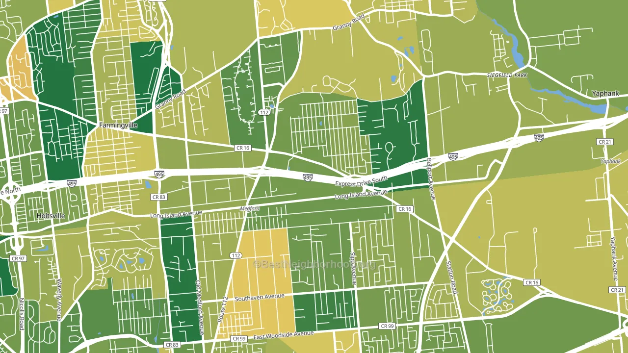 Medford, NY block-group voter-turnout map