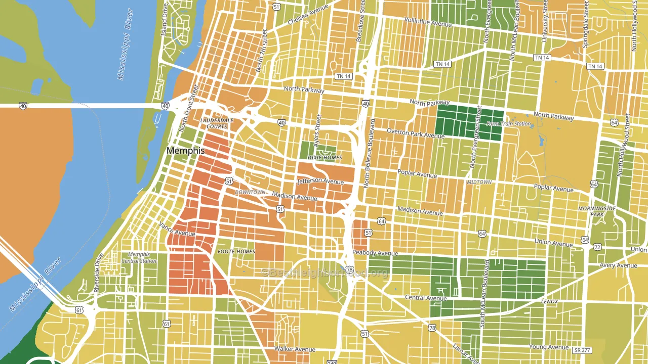 Medical District, Memphis, TN block-group voter-turnout map
