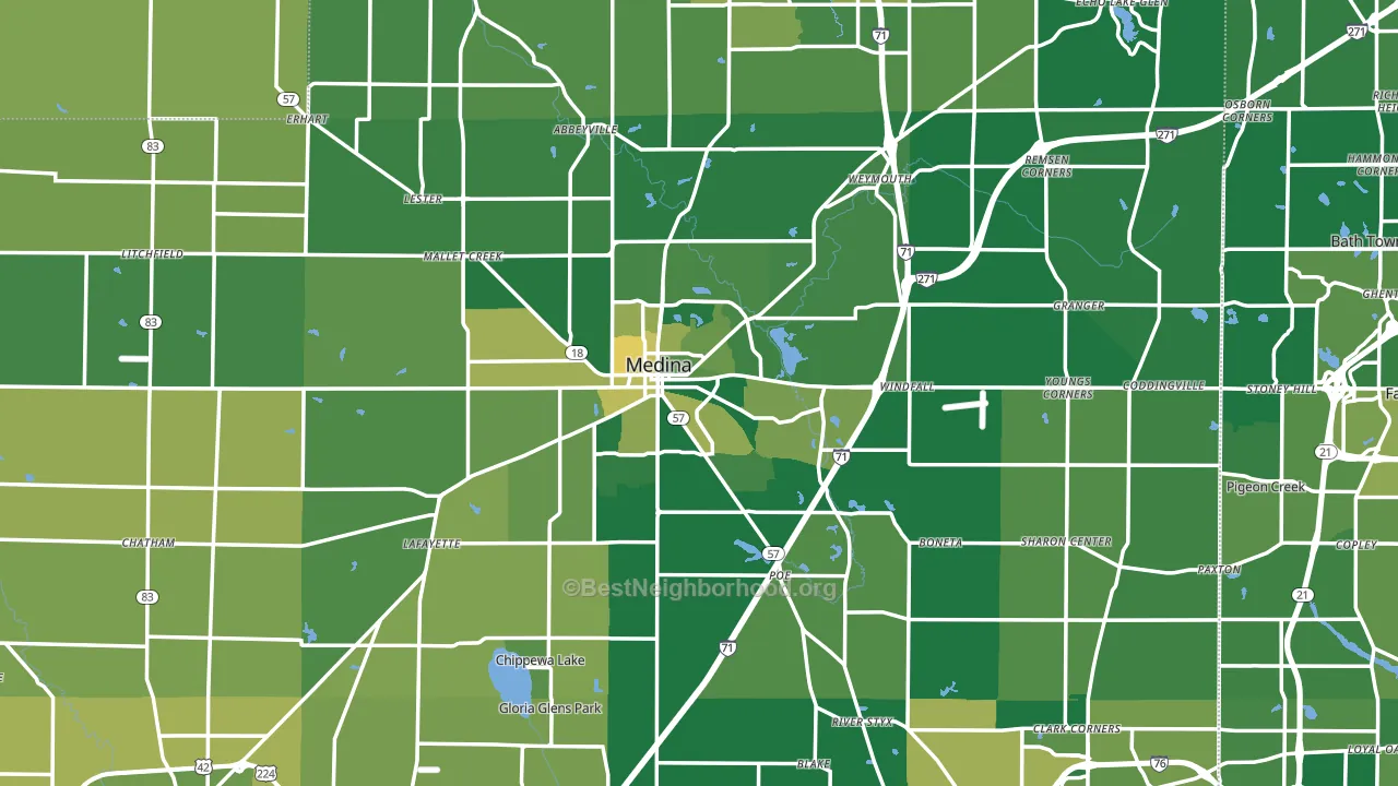 Medina, OH block-group voter-turnout map