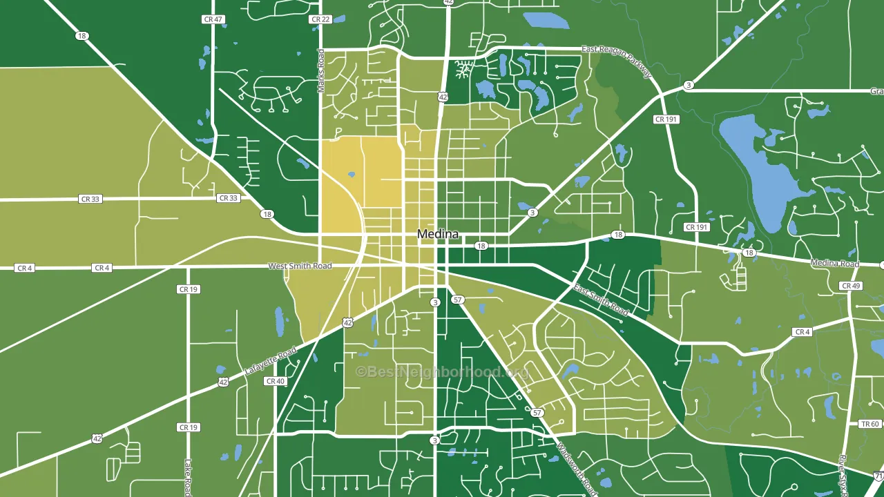 Medina Public Square Historic District, Medina, OH block-group voter-turnout map