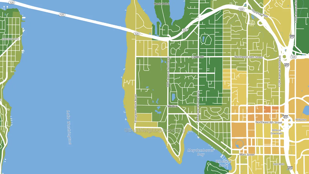 Medina, WA block-group voter-turnout map