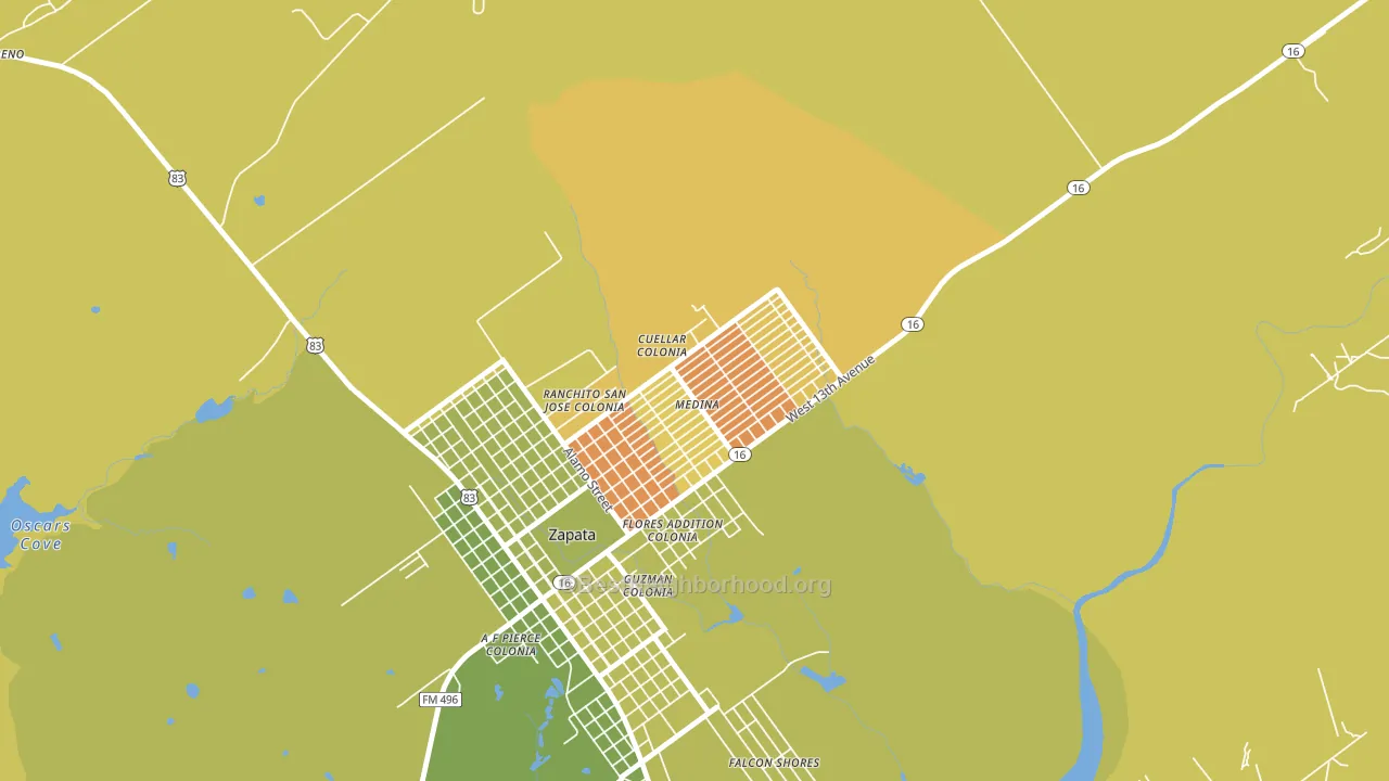 Medina, Zapata, TX block-group voter-turnout map