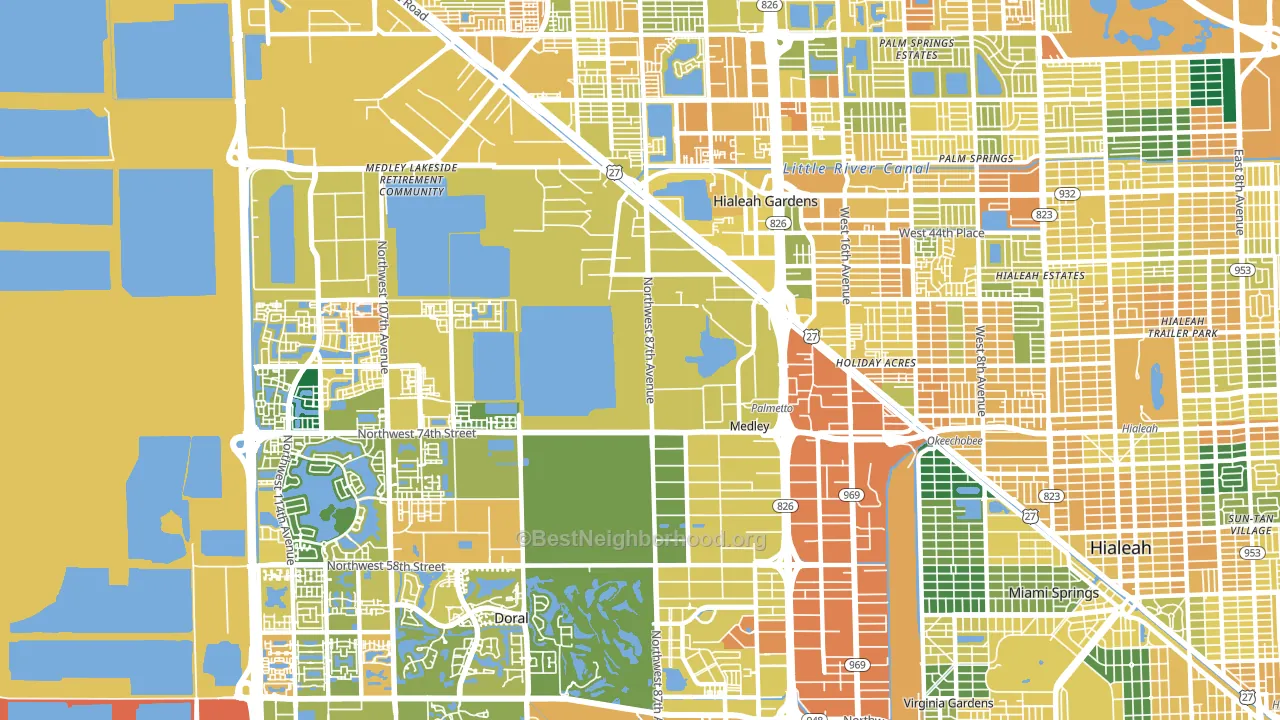 Medley, FL block-group voter-turnout map