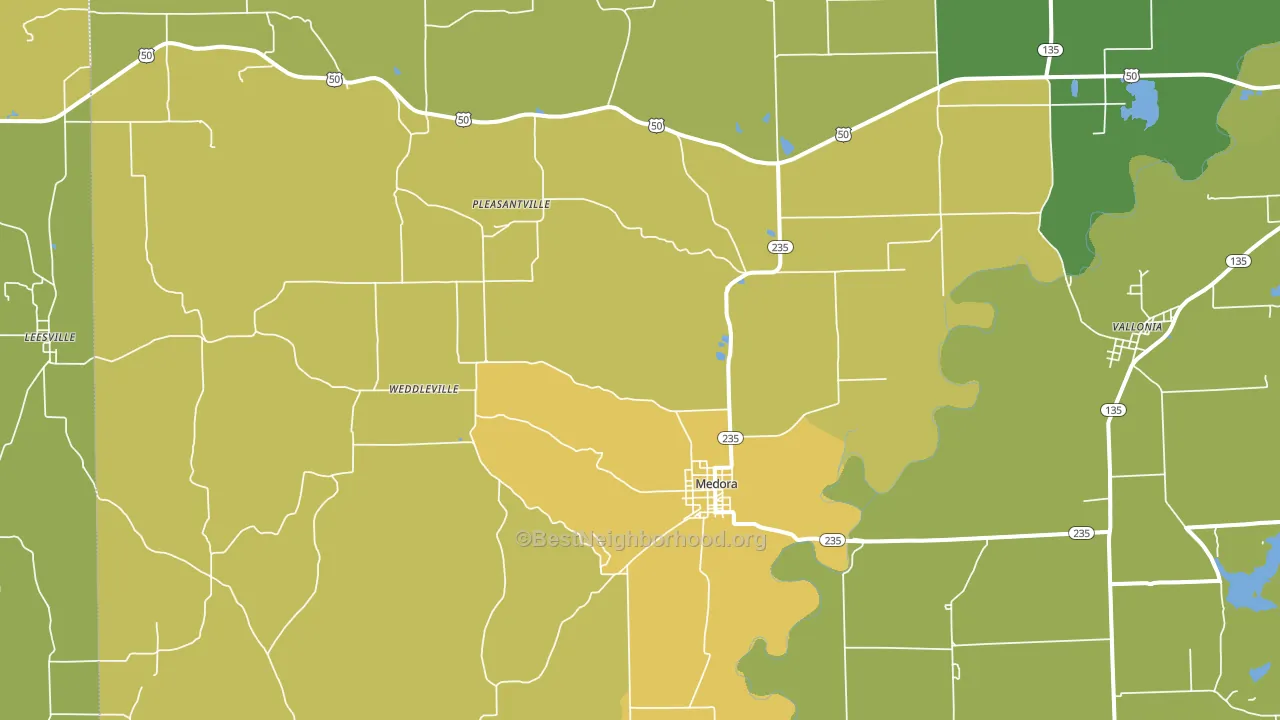 Medora, IN block-group voter-turnout map