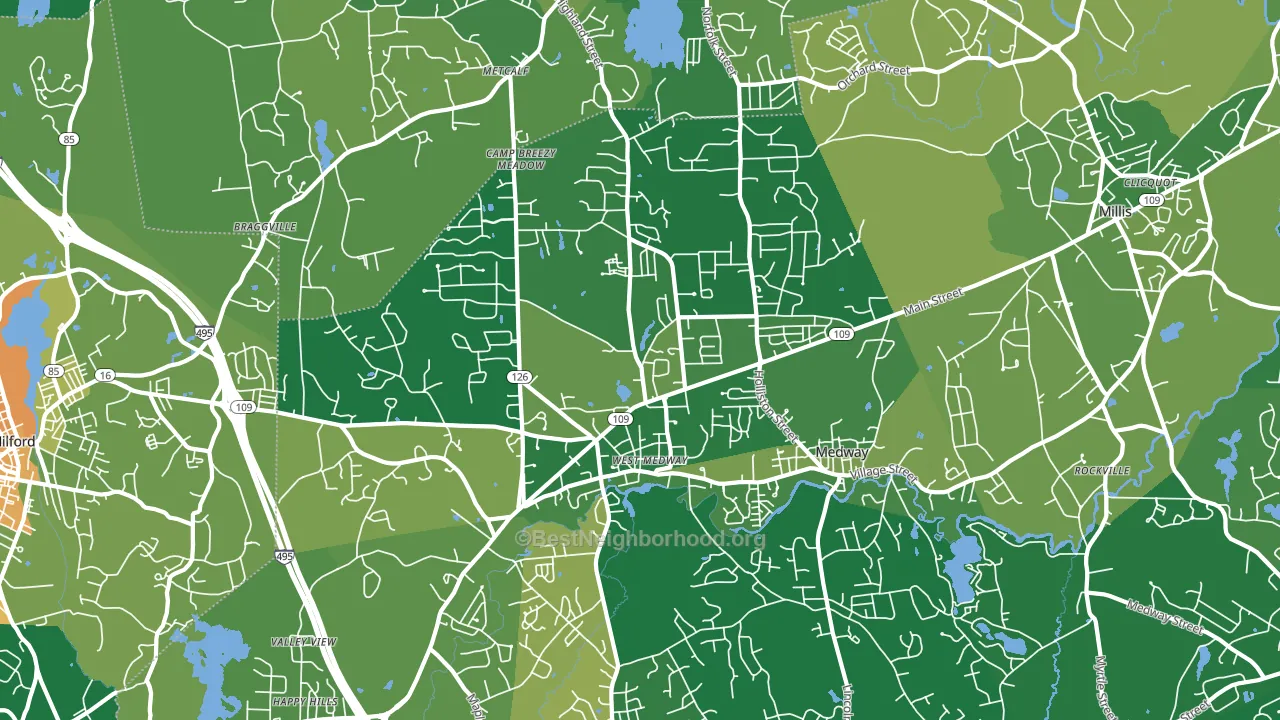 Medway, MA block-group voter-turnout map