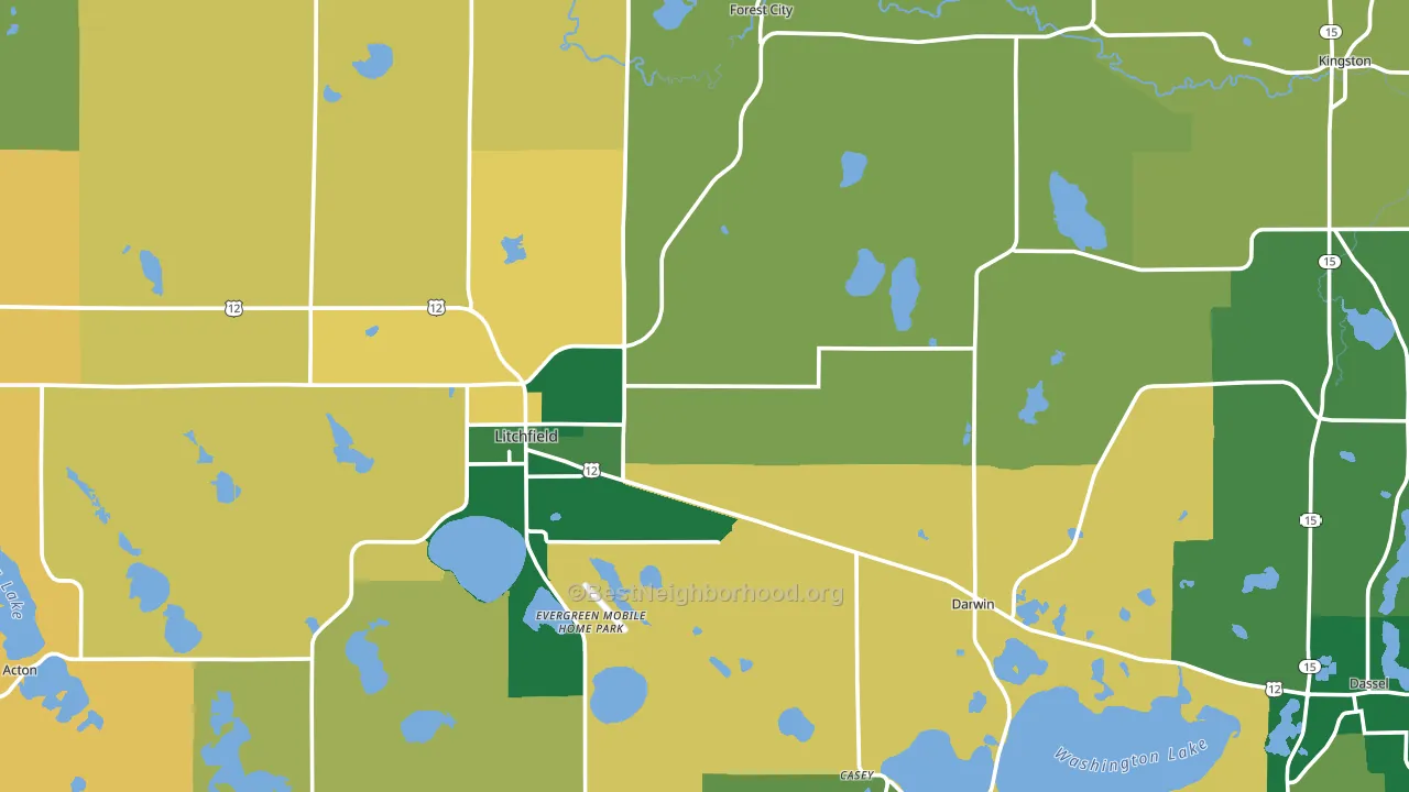 Meeker County, MN block-group voter-turnout map