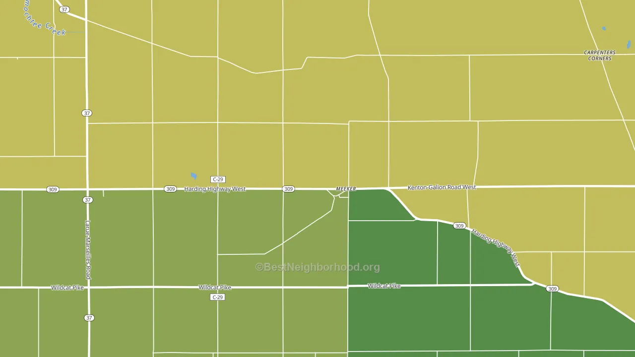 Meeker, OH block-group voter-turnout map
