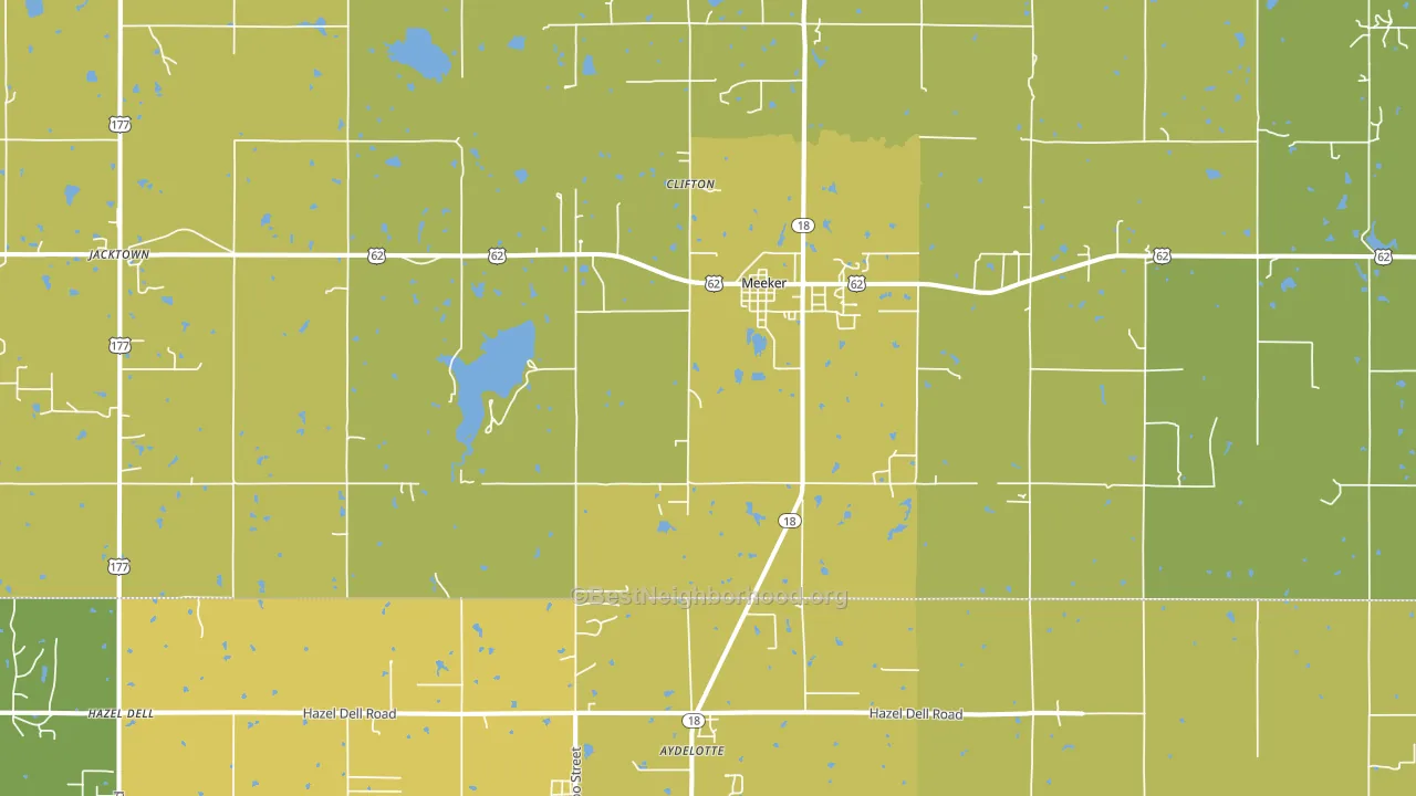 Meeker, OK block-group voter-turnout map