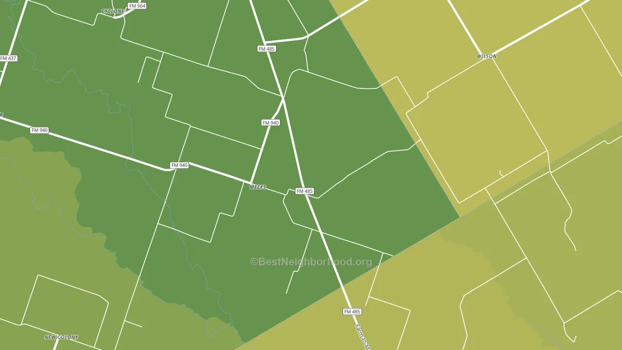 Meeks, TX block-group voter-turnout map