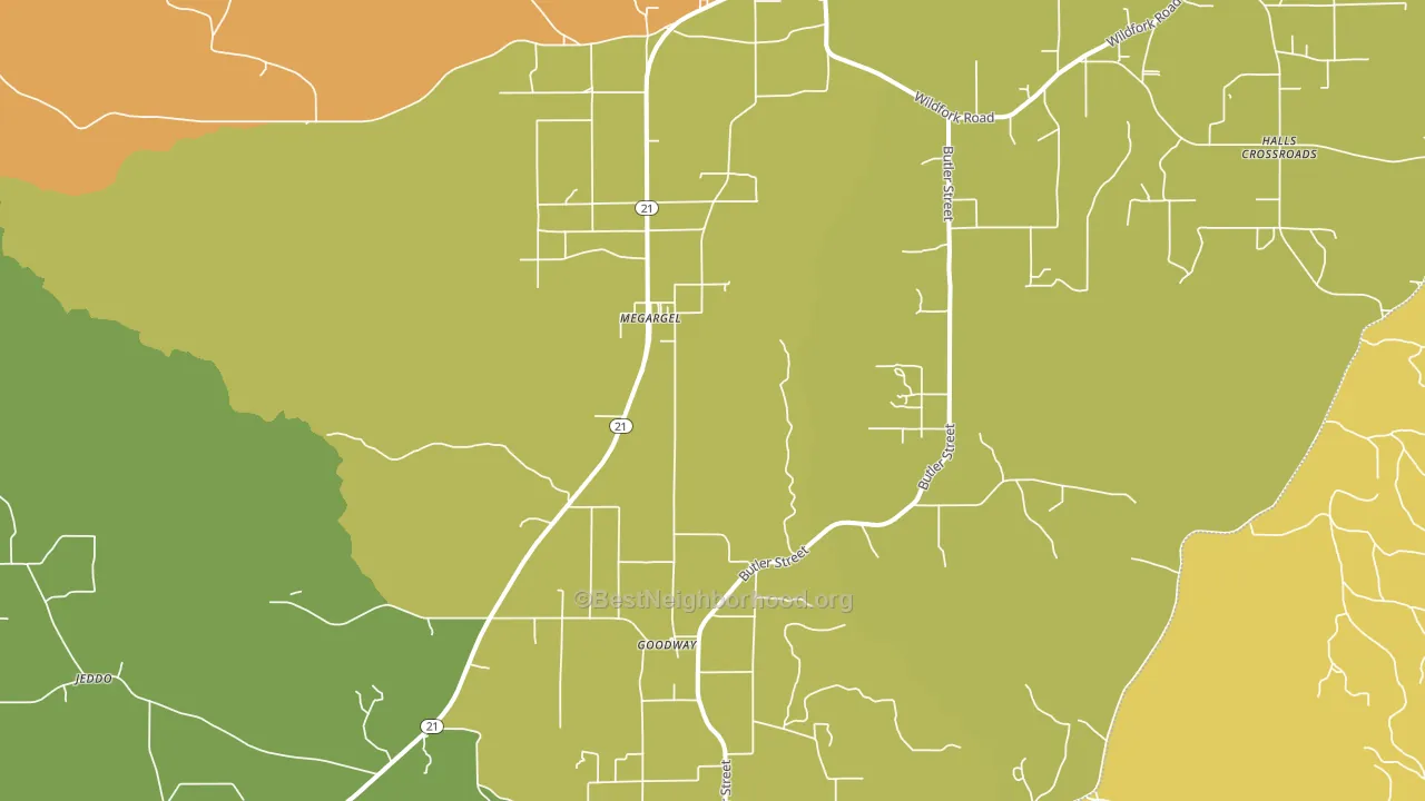 Megargel, AL block-group voter-turnout map