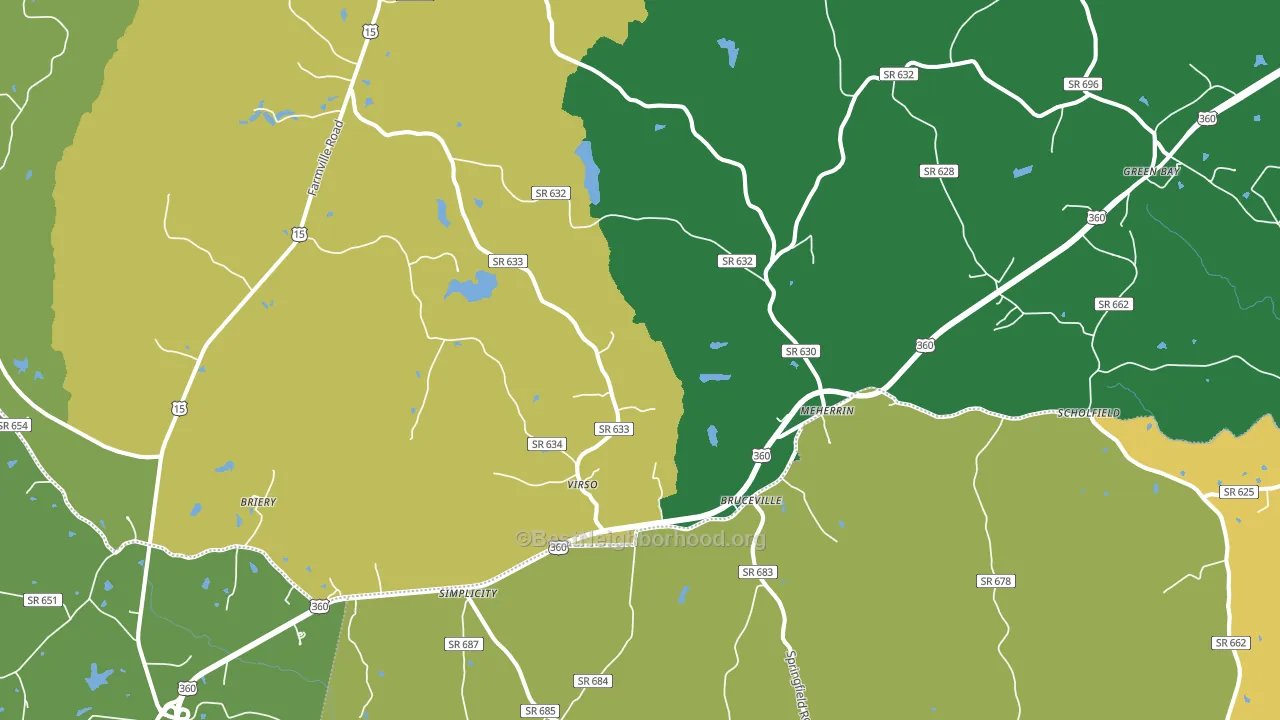 Meherrin, VA block-group voter-turnout map